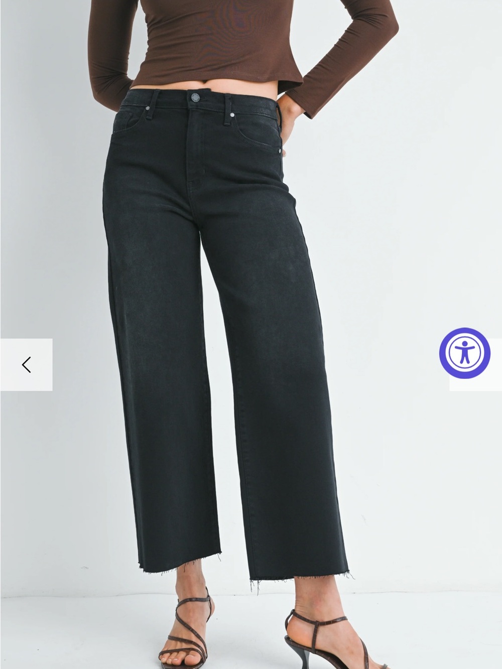 Just Black Denim Scissor Cut Wide Leg Jeans in Washed Black